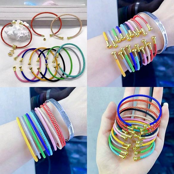 Women's Cshaped Elastic Opening Thread Rope Hand Knitted Bracelet