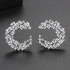 Women's Cshaped Geometric Hoop Earrings In Electroplated Copper With Zircon Inlay And Hollow Fashion Design