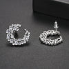 Women's Cshaped Geometric Hoop Earrings In Electroplated Copper With Zircon Inlay And Hollow Fashion Design