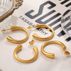 Women's Cshaped 316L Stainless Steel Geometric Electroplated Ear Studs