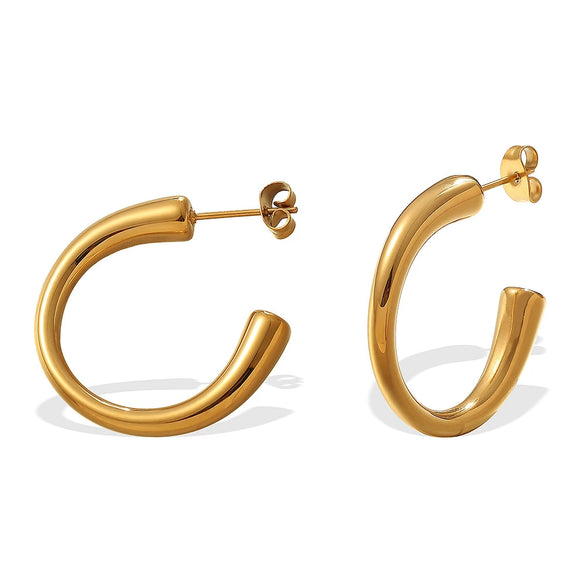 Women's Cshaped 316L Stainless Steel Geometric Electroplated Ear Studs