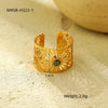 Women's Cut Out Inlaid Natural Stone Ring Titanium Steel 18K Gold Electroplated