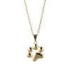 Women's Cute Animal Cat Paw Stainless Steel Necklace With 18K Gold Electroplating