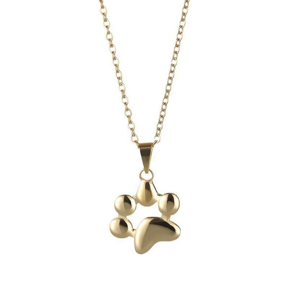 Women's Cute Animal Cat Paw Stainless Steel Necklace With 18K Gold Electroplating