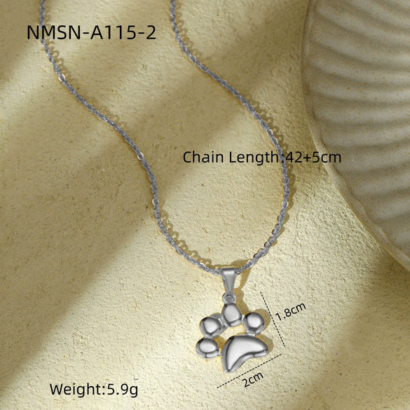 Women's Cute Animal Cat Paw Stainless Steel Necklace With 18K Gold Electroplating