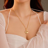 Women's Cute Animal Cat Paw Stainless Steel Necklace With 18K Gold Electroplating