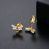 Women's Cute Bee Earrings With Zirconium And Pearl Accents Electroplated Copper Animal Jewelry