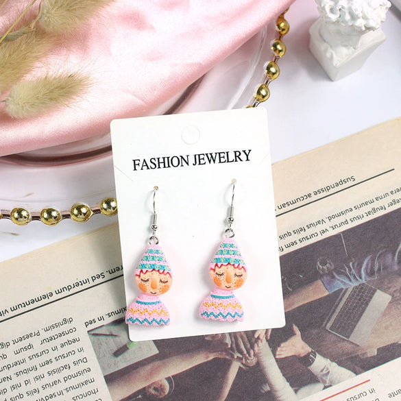 Women's Cute Cartoon Doll Earrings Creative Resin And Plastic Jewelry For Wholesale