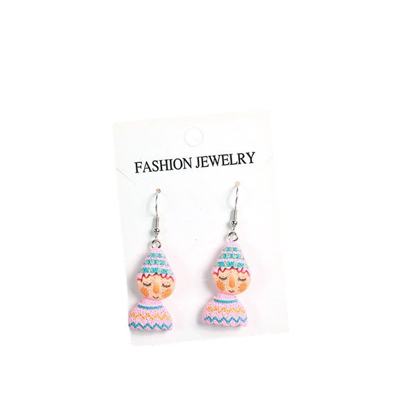 Women's Cute Cartoon Doll Earrings Creative Resin And Plastic Jewelry For Wholesale