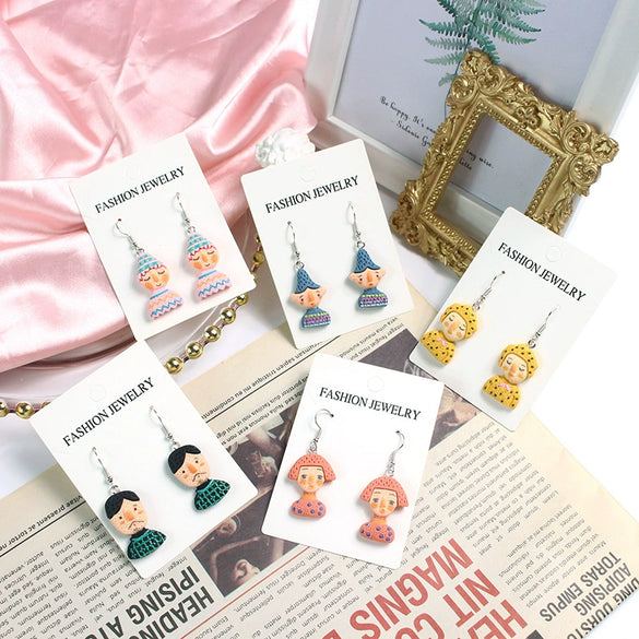 Women's Cute Cartoon Doll Earrings Creative Resin And Plastic Jewelry For Wholesale