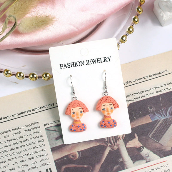 Women's Cute Cartoon Doll Earrings Creative Resin And Plastic Jewelry For Wholesale