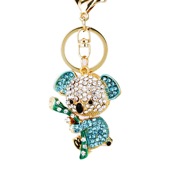 Women's Cute Cartoon Koala Bear Metal Keychain With Diamond Encrusted As Business Gifts