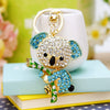 Women's Cute Cartoon Koala Bear Metal Keychain With Diamond Encrusted As Business Gifts