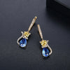 Women's Cute Cat Earrings Electroplated Copper Animal Jewelry With Zircon And Tourmaline Accents Fashion Gift