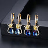 Women's Cute Cat Earrings Electroplated Copper Animal Jewelry With Zircon And Tourmaline Accents Fashion Gift