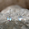 Women's Cute Copper Elk Christmas Earrings With Geometric Zircon And Imitation Moonstone Details Shiny Festival Jewelry