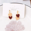 Women's Cute Double Heart Drop Earrings With Alloy Contrast Color Enamel Look And Electroplated Heart Shape Design