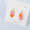 Women's Cute Double Heart Drop Earrings With Alloy Contrast Color Enamel Look And Electroplated Heart Shape Design