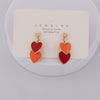 Women's Cute Double Heart Drop Earrings With Alloy Contrast Color Enamel Look And Electroplated Heart Shape Design