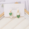 Women's Cute Double Heart Drop Earrings With Alloy Contrast Color Enamel Look And Electroplated Heart Shape Design