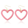 Women's Cute Fashion Heart Earrings With Hollow Flocked Heart Design And Electroplated Finish