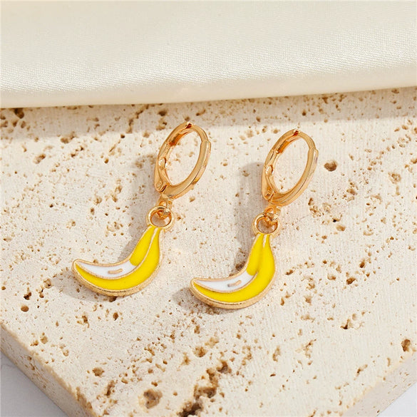 Women's Cute Fruit Dinosaur Irregular Alloy Earrings With Electroplated Finish Creative Fashion Jewelry
