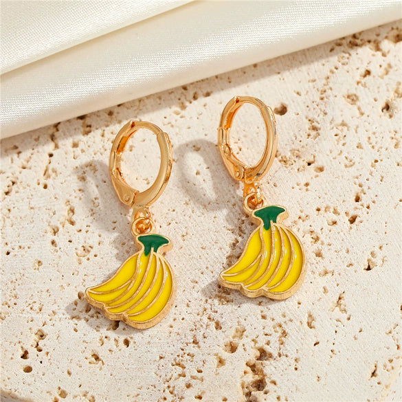 Women's Cute Fruit Dinosaur Irregular Alloy Earrings With Electroplated Finish Creative Fashion Jewelry