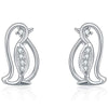 Women's Cute Penguin Animal Earrings Hollowout Copper Jewelry With Electroplated Finish And Sparkling Detail