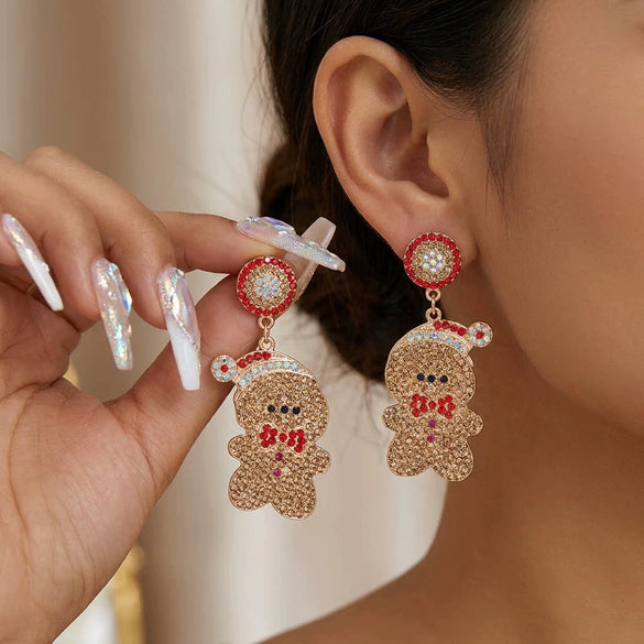 Women's Cute Snowman Bear Earrings Alloy Electroplated Jewelry With Stainless Steel Posts Minimalist Highend Style