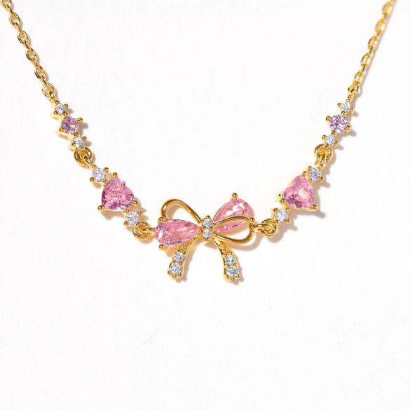 Women's Cute Sweet Bracelet Copper Plastic Love Zircon Butterfly Bow Set With Diamonds