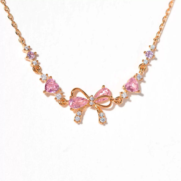 Women's Cute Sweet Bracelet Copper Plastic Love Zircon Butterfly Bow Set With Diamonds