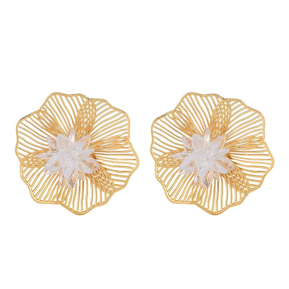Women's 3D Flower Crystal Earrings With Environmentally Friendly Electroplated Metal Elegant Fairy Inspired Design