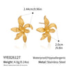 Women's 3D Flower Petal Textured Earrings Stainless Steel With 18K Gold Plating Minimalist Floral Design