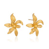 Women's 3D Flower Petal Textured Earrings Stainless Steel With 18K Gold Plating Minimalist Floral Design