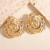 Women's 3D Flower Stud Earrings With Glossy Electroplated Iron Design And Stainless Steel Posts Fashion Statement Floral Jewelry