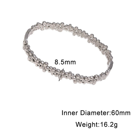 Women's Daisy Floral Stainless Steel Bracelet With Rhinestone Accents And Gold Plated Clasp Elegant Sweet Jewelry