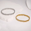 Women's Daisy Floral Stainless Steel Bracelet With Rhinestone Accents And Gold Plated Clasp Elegant Sweet Jewelry