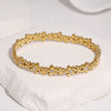 Women's Daisy Floral Stainless Steel Bracelet With Rhinestone Accents And Gold Plated Clasp Elegant Sweet Jewelry