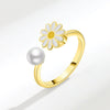 Women's Daisy Pearl Rotating Ring Copper Geometric Electroplating Jewelry
