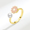 Women's Daisy Pearl Rotating Ring Copper Geometric Electroplating Jewelry