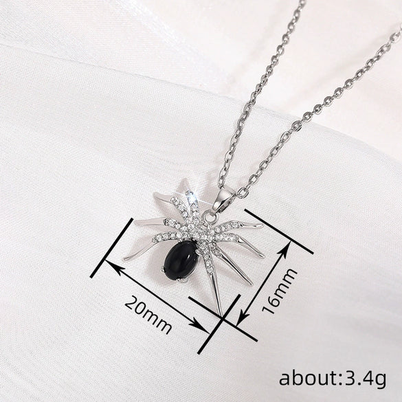 Women's Dark Gothic Insect Shaped Mixed Gemstone Setting Copper Necklace With Zirconia In Light Luxury Style