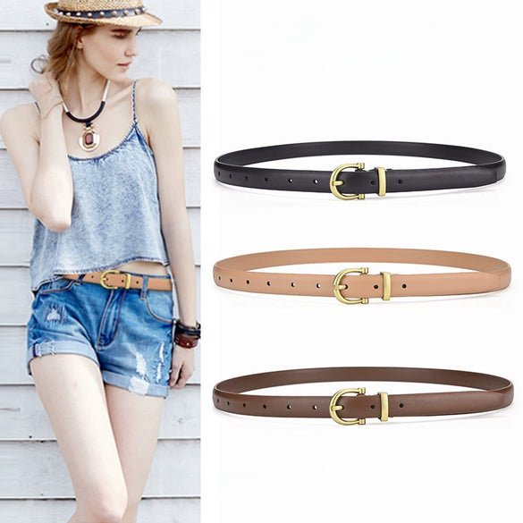 Women's Decorative All Match Fashion Jeans Belt With Zinc Alloy Buckle And Genuine Leather Electroplating Treatment