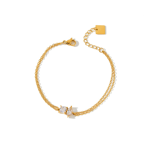 Women's Diamond Shaped Geometric Zircon Stainless Steel Bracelet With 18K Vacuum Plating Light Luxury Fashion Jewelry