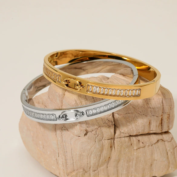 Women's Diamondencrusted Stainless Steel Vacuum Plating Light Luxury Fashion Geometric Bracelet
