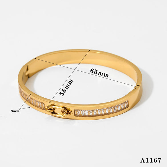 Women's Diamondencrusted Stainless Steel Vacuum Plating Light Luxury Fashion Geometric Bracelet