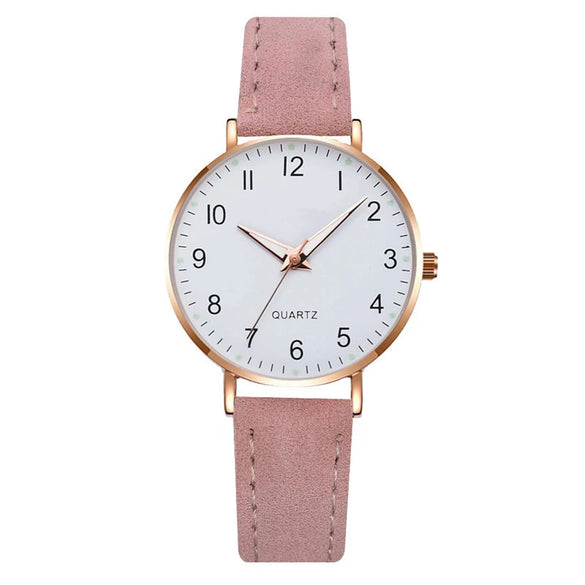 Women's Digital Luminous Pointer Quartz Watch Set Alloy Case Imitation Leather Strap Stainless Steel Clasp Round Dial Leisure Style