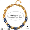 Women's Dopamine Rainbow Necklace And Bracelet Set Stainless Steel 18K Gold Vacuum Plated Geometric Color Spliced Jewelry