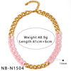 Women's Dopamine Rainbow Necklace And Bracelet Set Stainless Steel 18K Gold Vacuum Plated Geometric Color Spliced Jewelry