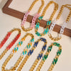Women's Dopamine Rainbow Necklace And Bracelet Set Stainless Steel 18K Gold Vacuum Plated Geometric Color Spliced Jewelry