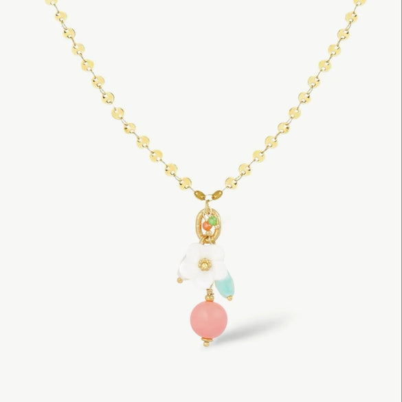 Women's Dopamine Shell Pearl Minimalist Copper Geometric Ball Chain Electroplated Necklace